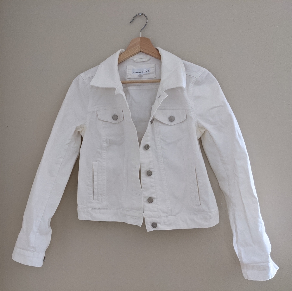 Loft White Denim Jacket